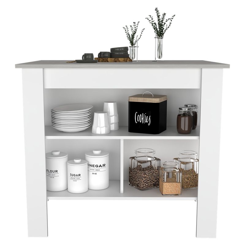 TUHOME - Isla De Cocina Cala 90x103x70 Cm Blanco Y Ibiza