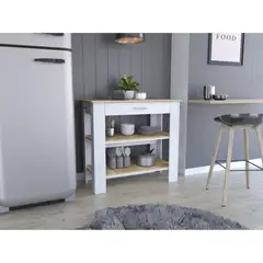 TUHOME - Isla De Cocina 2 Repisas 1 Cajón - Blanco 93.4x101.7x50.8 cm
