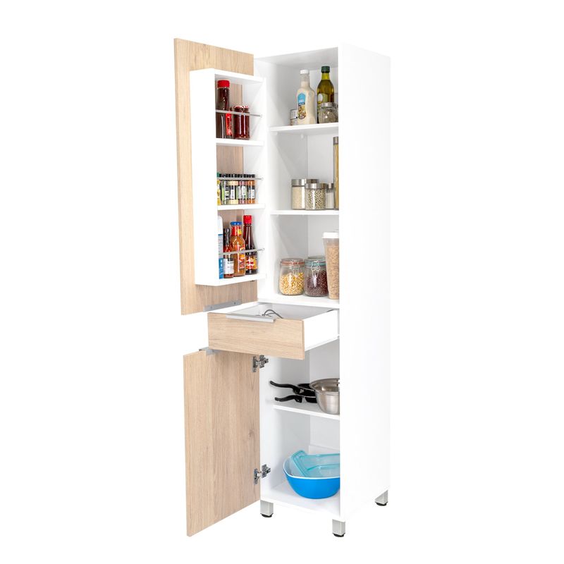 TUHOME - Despensa De Cocina Melia 2 Puertas 1 Cajon Rovere Y Blanco