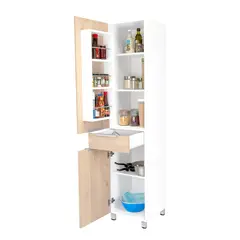 TUHOME - Despensa De Cocina Melia 2 Puertas 1 Cajon Rovere Y Blanco
