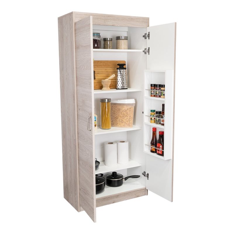 TUHOME - Despensa De Cocina Varese 2 Puertas Ceniza Y Blanco