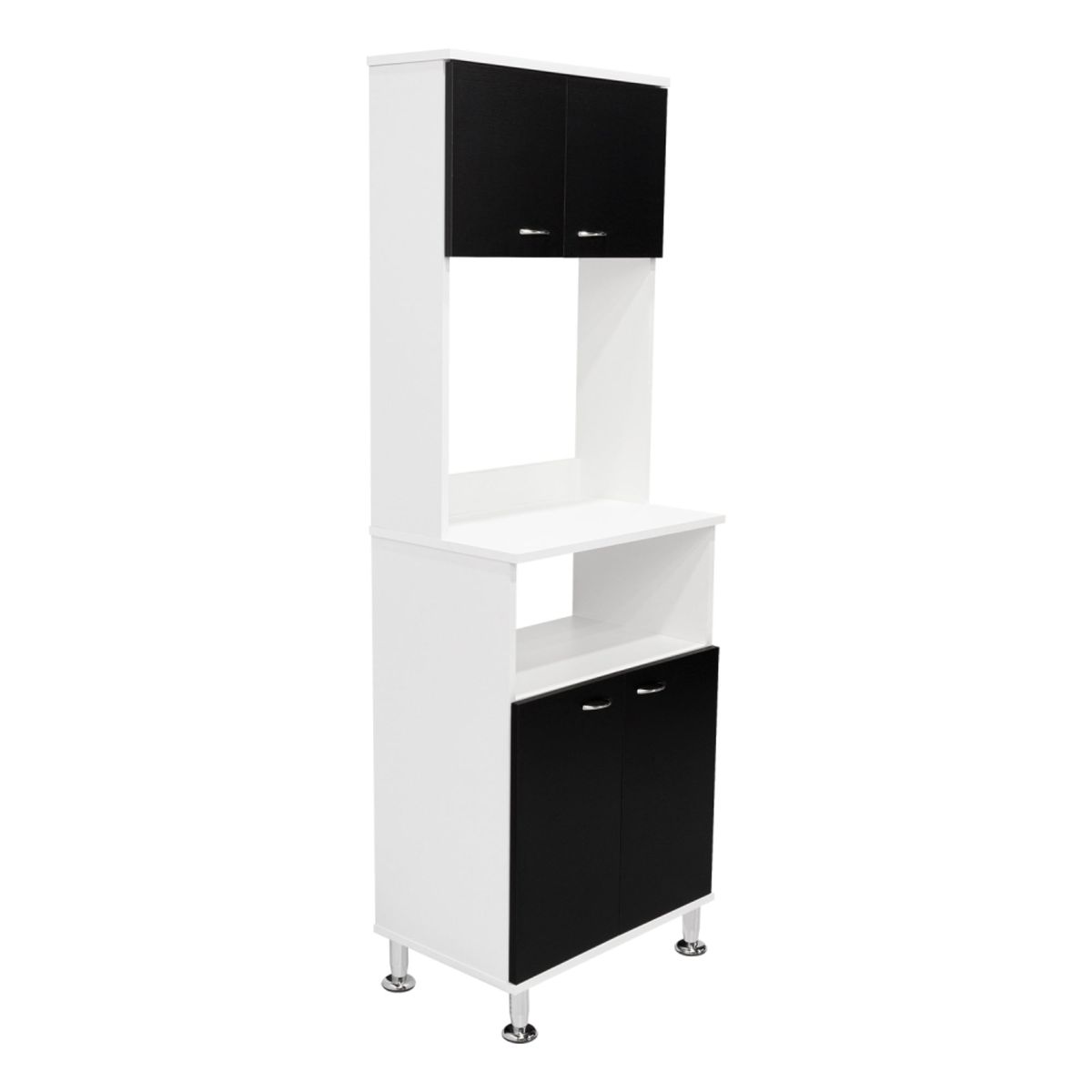TUHOME - Mueble Para Microondas Kitchen-54 Blanco Y Wengue 160x54x35 Cm