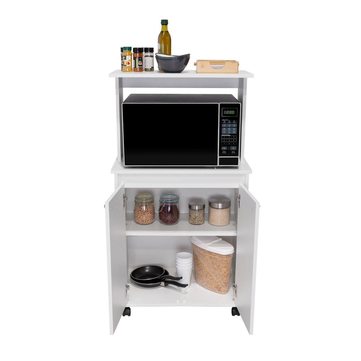 TUHOME - Mueble Microondas 2 Puertas Blanco 59.5x150.6x51.5 cm