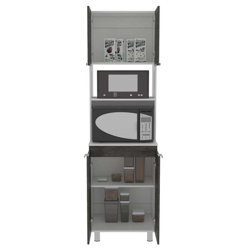 TUHOME - Mueble Para Microondas Fendi 205x60x513 Cm Gris Y Blanco