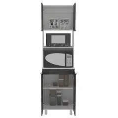 TUHOME - Mueble Para Microondas Fendi 205x60x513 Cm Gris Y Blanco