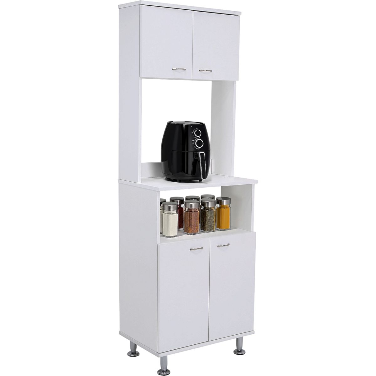 TUHOME - Mueble Microondas 4 Puertas Blanco 37x76x33.5 cm