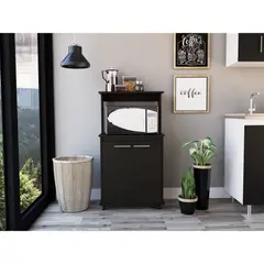 TUHOME - Mueble Microondas 2 Puertas Negro 198x60x51.6 cm