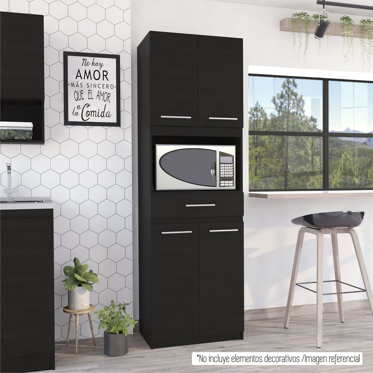 TUHOME - Mueble Para Microondas Manchester 4 Puertas Wengue