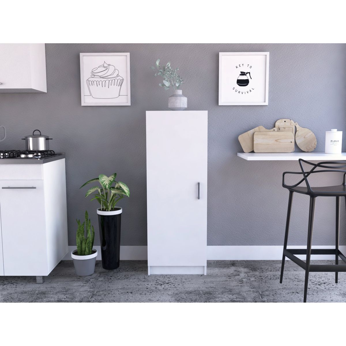 TUHOME - Despensa Belleria 1 Puerta Blanco 120 Cm