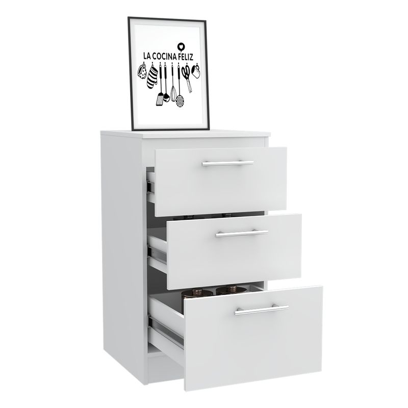 TUHOME - Mueble De Cocina Auxiliar Manchester 3 Cajones Blanco 90x50x505 Cm