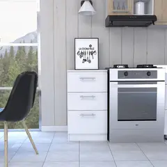 TUHOME - Mueble Base de Cocina 3 Cajones Blanco 150.7x60x40 cm