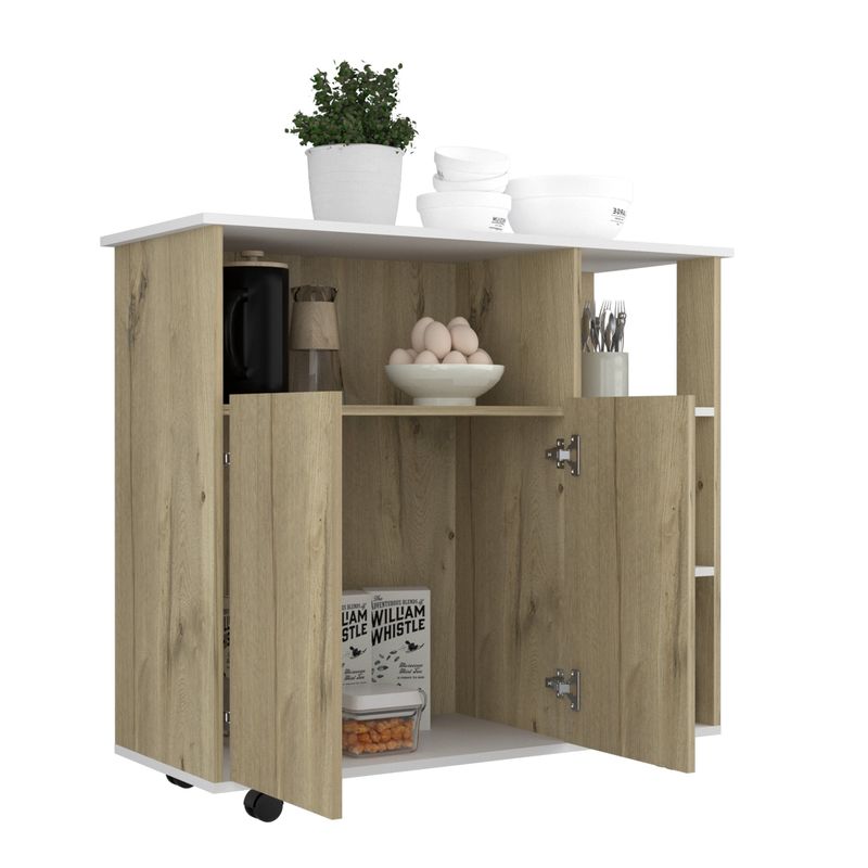 TUHOME - Mueble De Cocina Auxiliar 2 Puertas Duna Y Blanco 90x100x40 Cm
