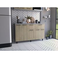 Mueble De Cocina150 Cm Hasselt Cubierta Melamina Gris Y Rovere