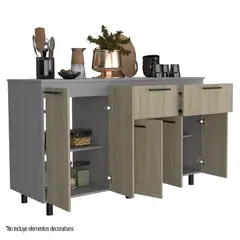 TUHOME - Mueble De Cocina150 Cm Hasselt Cubierta Melamina Gris Y Rovere