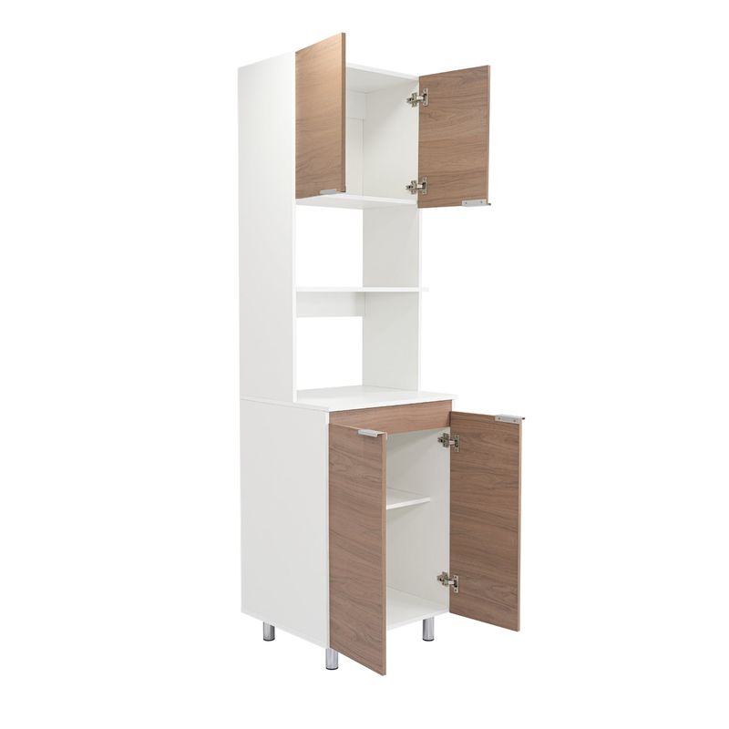 TUHOME - Mueble Para Microondas Fendi 205x60x513 Cm Castaño Y Blanco
