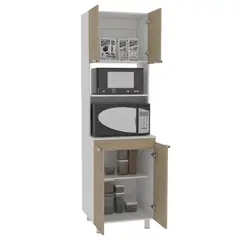 TUHOME - Mueble Para Microondas Fendi 205x60x513 Cm Rovere Y Blanco