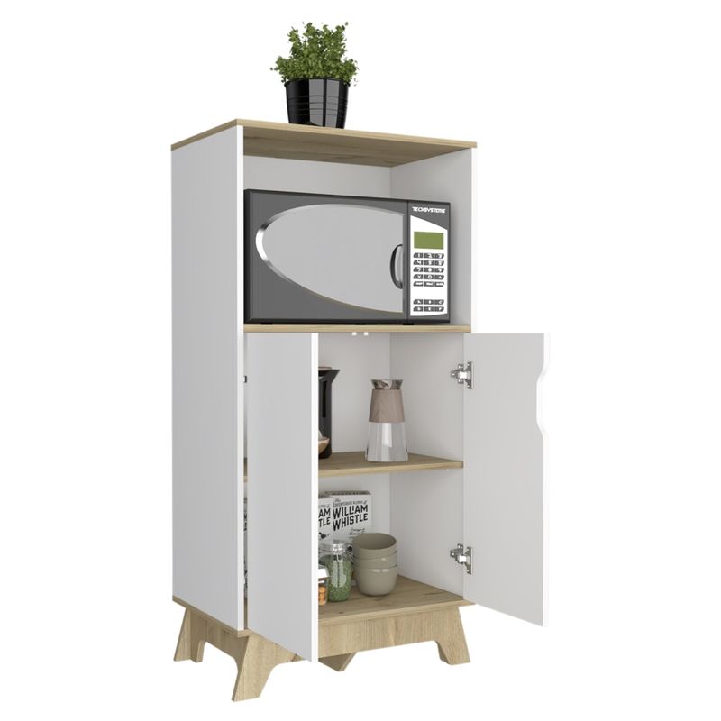 TUHOME - Mueble Para Microondas Bi-Color 130x65x40 Cm Blanco Y Duna