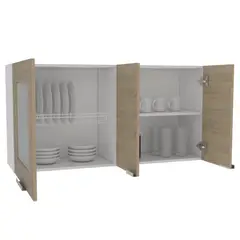 TUHOME - Mueble De Cocina Mural Fendi 60x120x335 Cm Rovere Y Blanco