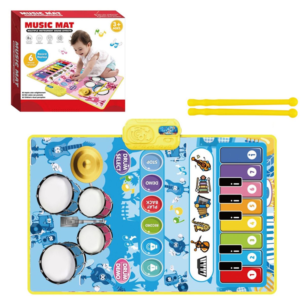 ATURE - Alfombra Musical Piano Y Tambor Juguete Para Niños 80x565cm