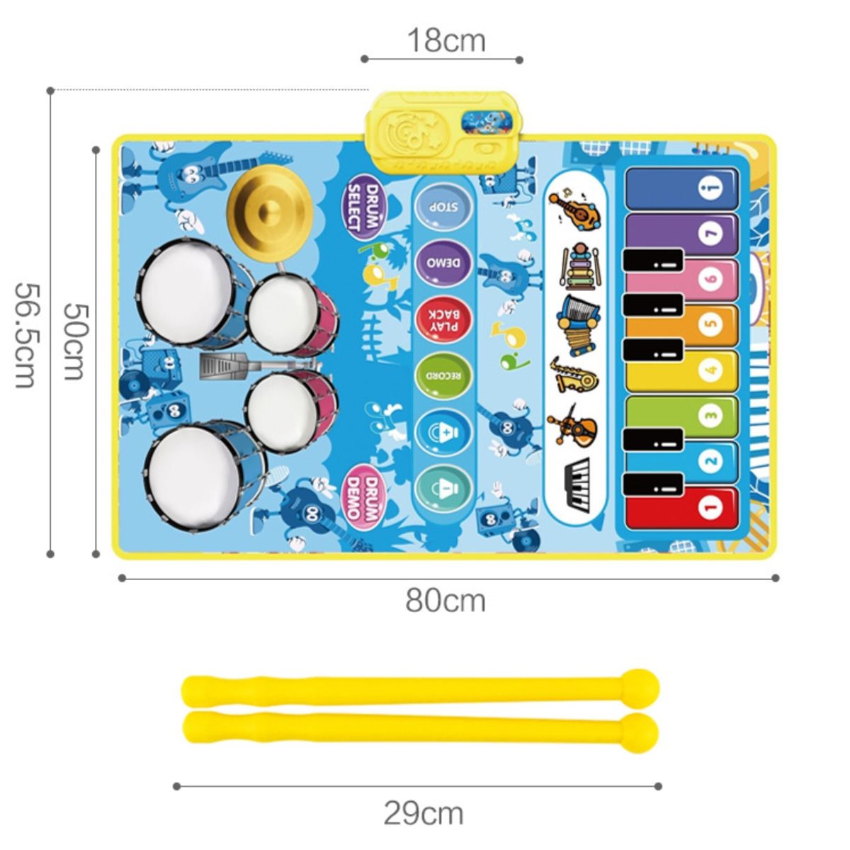 ATURE - Alfombra Musical Piano Y Tambor Juguete Para Niños 80x565cm