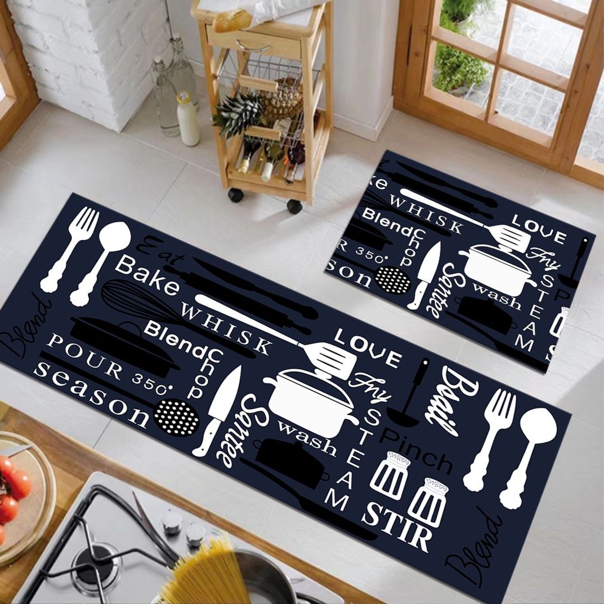 GENERICO - Pack de 2 Alfombras Para Cocina Diseños Modernos y Antideslizante
