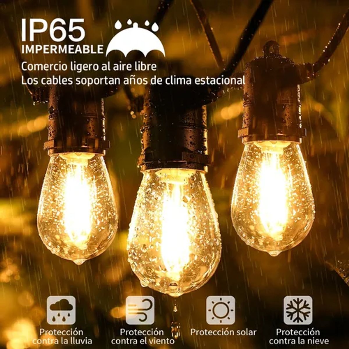 SUPERCENTER - Luces Guirnalda Solar 10 Led Ampolleta Calida Calido 5 Mtrs