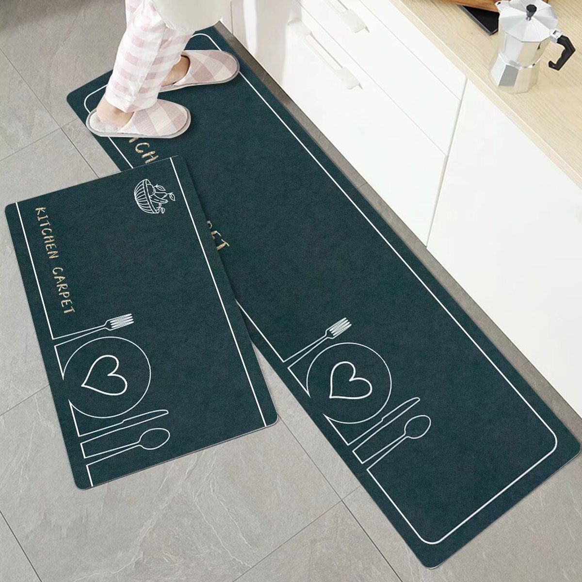GENERICO - Pack de 2 Alfombras Para Cocina Diseños Modernos y Antideslizante