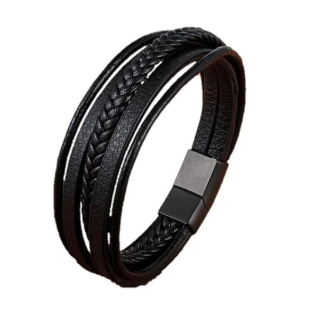 GENERICO - Pulsera De Cuero Hombre Y Mujer Elegante Y Juvenil Black Royal Madriz