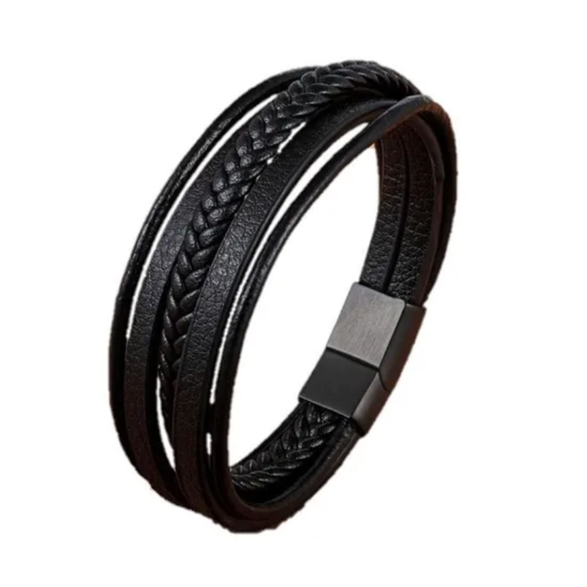 GENERICO - Pulsera De Cuero Hombre Y Mujer Elegante Y Juvenil Black Royal Madriz