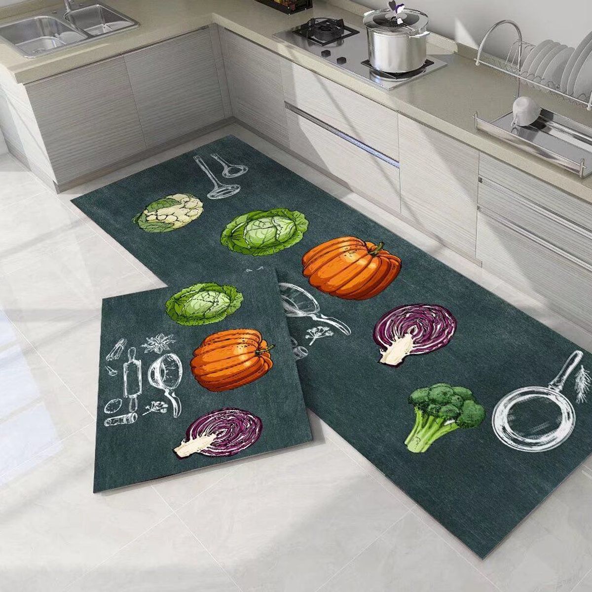 GENERICO - Pack de 2 Alfombras Para Cocina Diseños Modernos y Antideslizante
