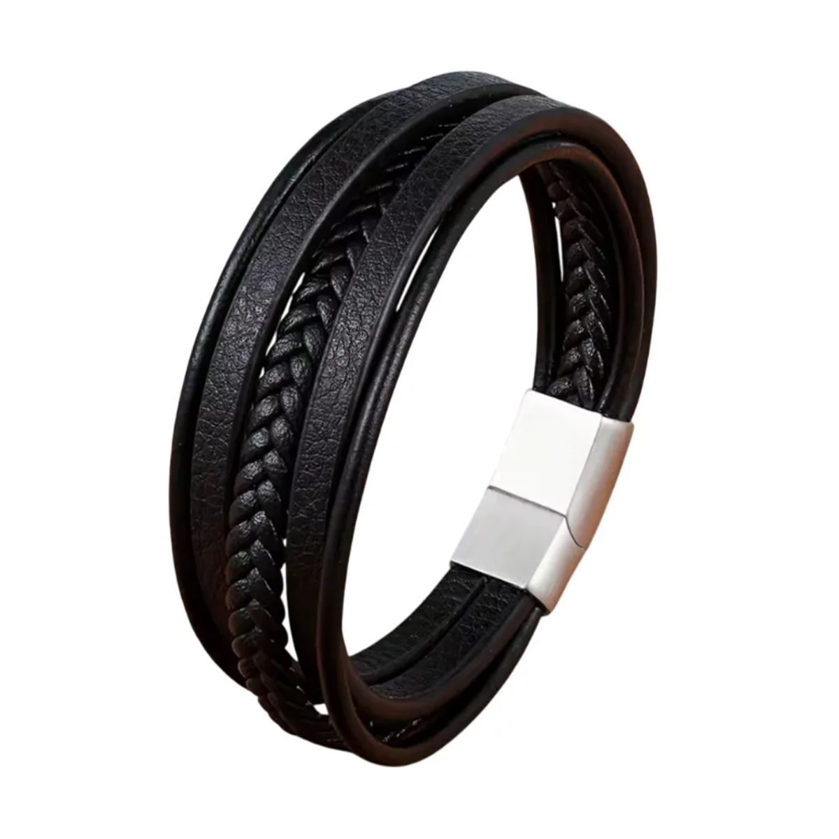 GENERICO - Pulsera De Cuero Hombre Y Mujer Elegante Y Juvenil Black Royal Madriz