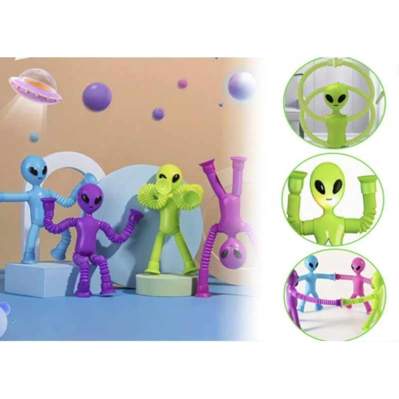 GENERICO - Set De 12 Juguetes Sensoriales Alienigenas Tubo Extensible