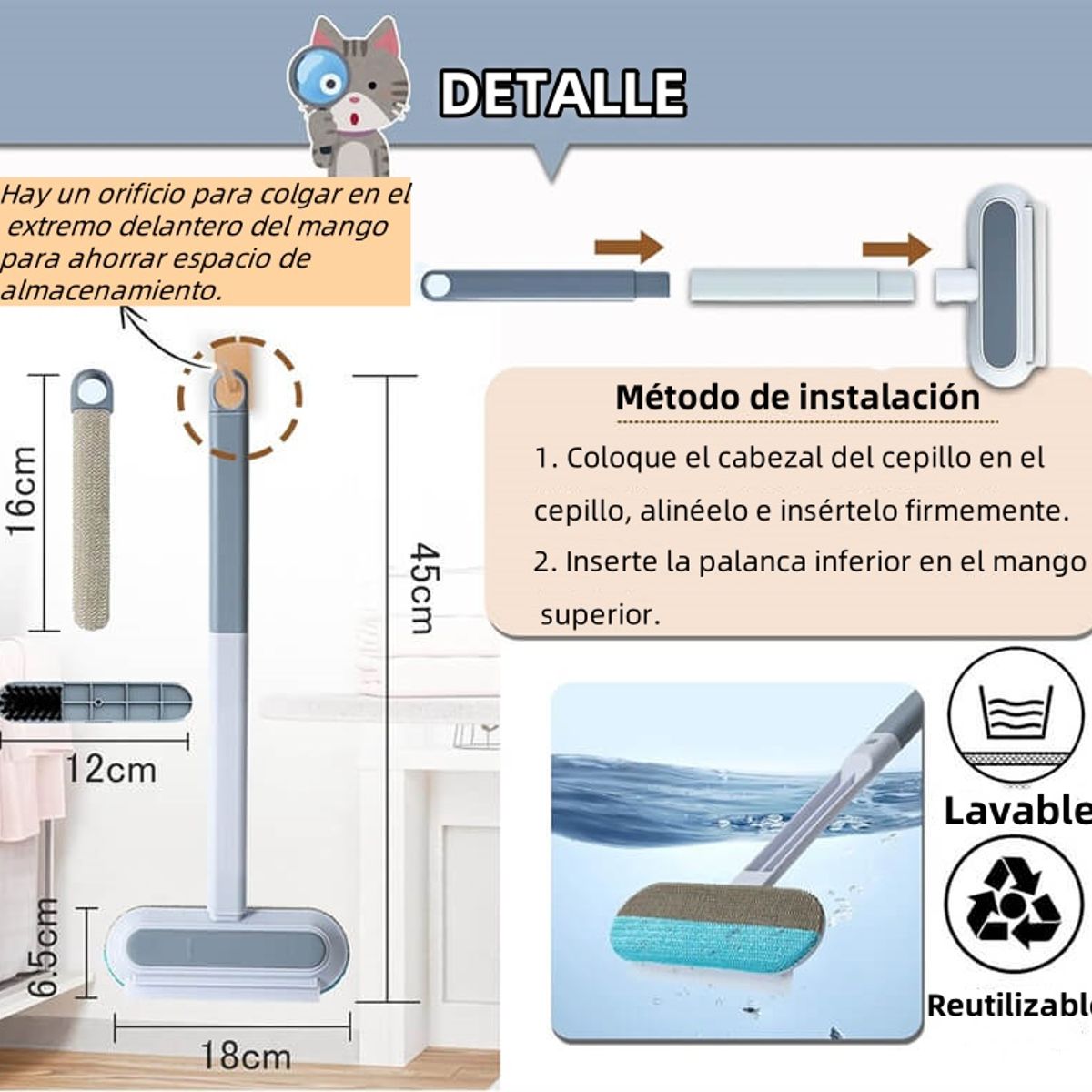 TATEE - Cepillos de limpieza mascota del cabello con dos pinceles