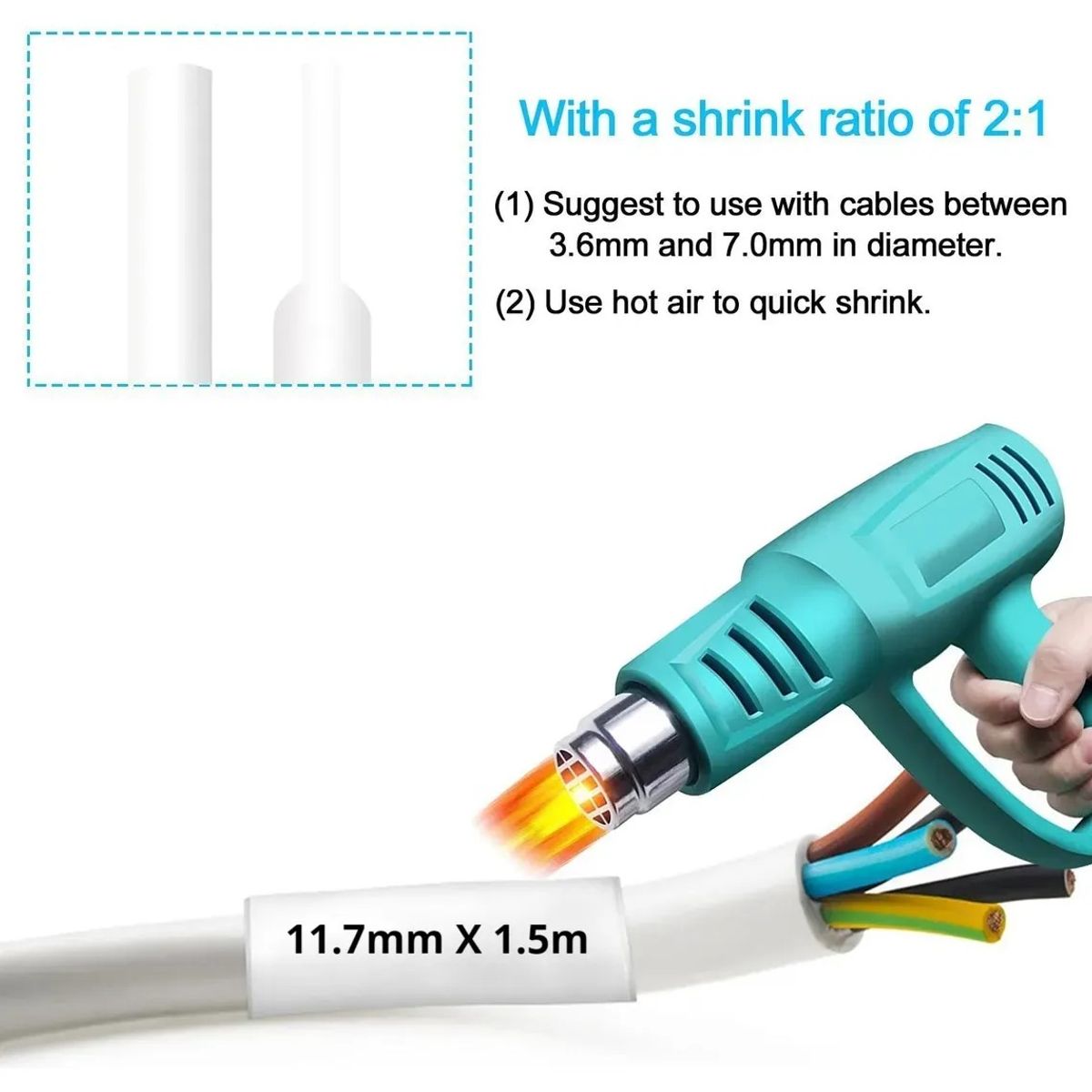 KUANGYE - Cinta Tubo Termoretráctil Hse-231 Para Brother Rotuladora