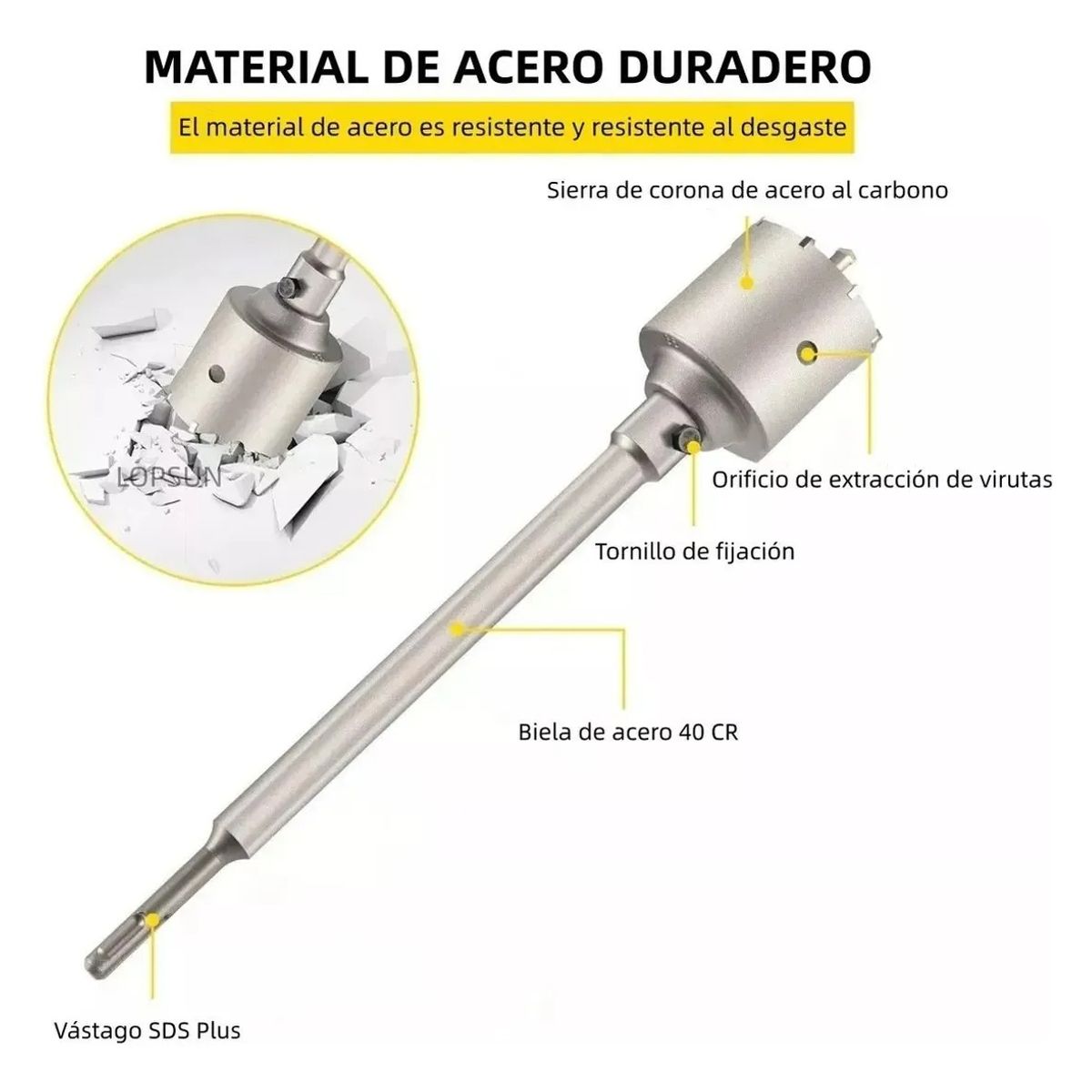 GENERICO - Sierra Copa Diamantada 50mm Concreto Hormigon +toma Sds Plus