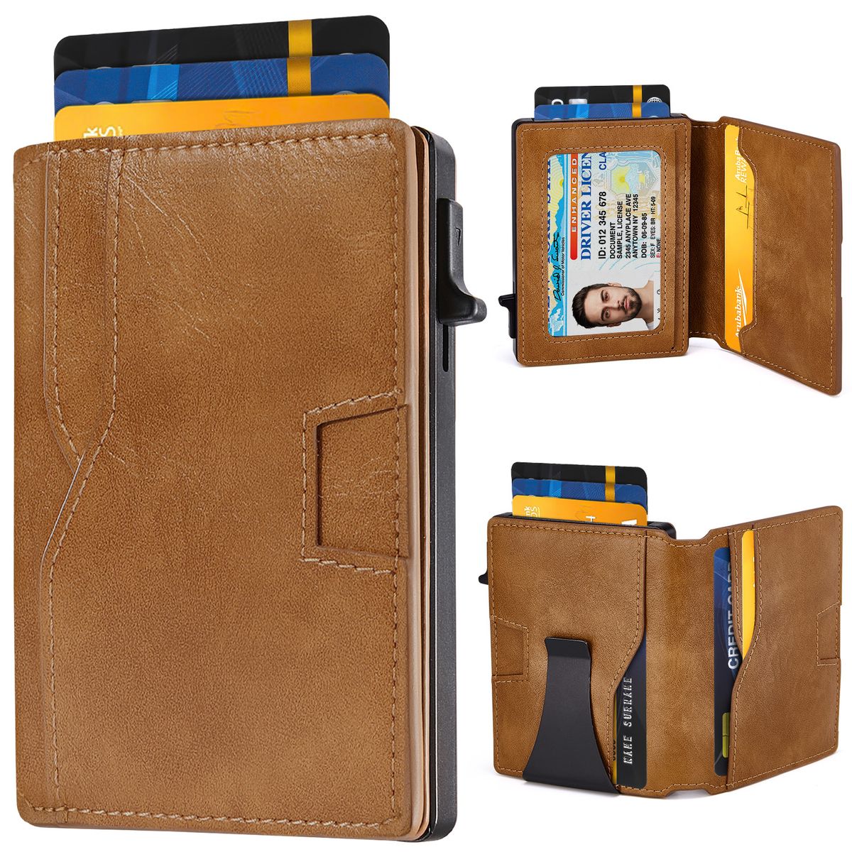 SLOWTON - Billetera Tarjetero Cuero Hombre Minimalista Con Rfid