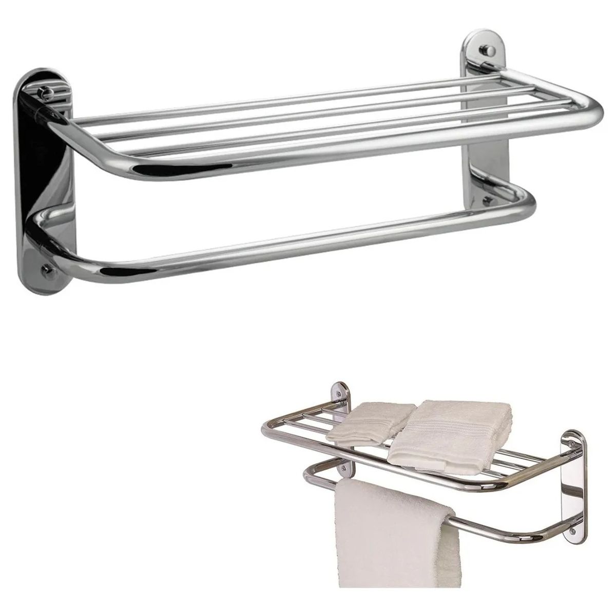 GENERICO - Porta Toallero Repisa 60 Cm Al Muro Baño Inoxidable