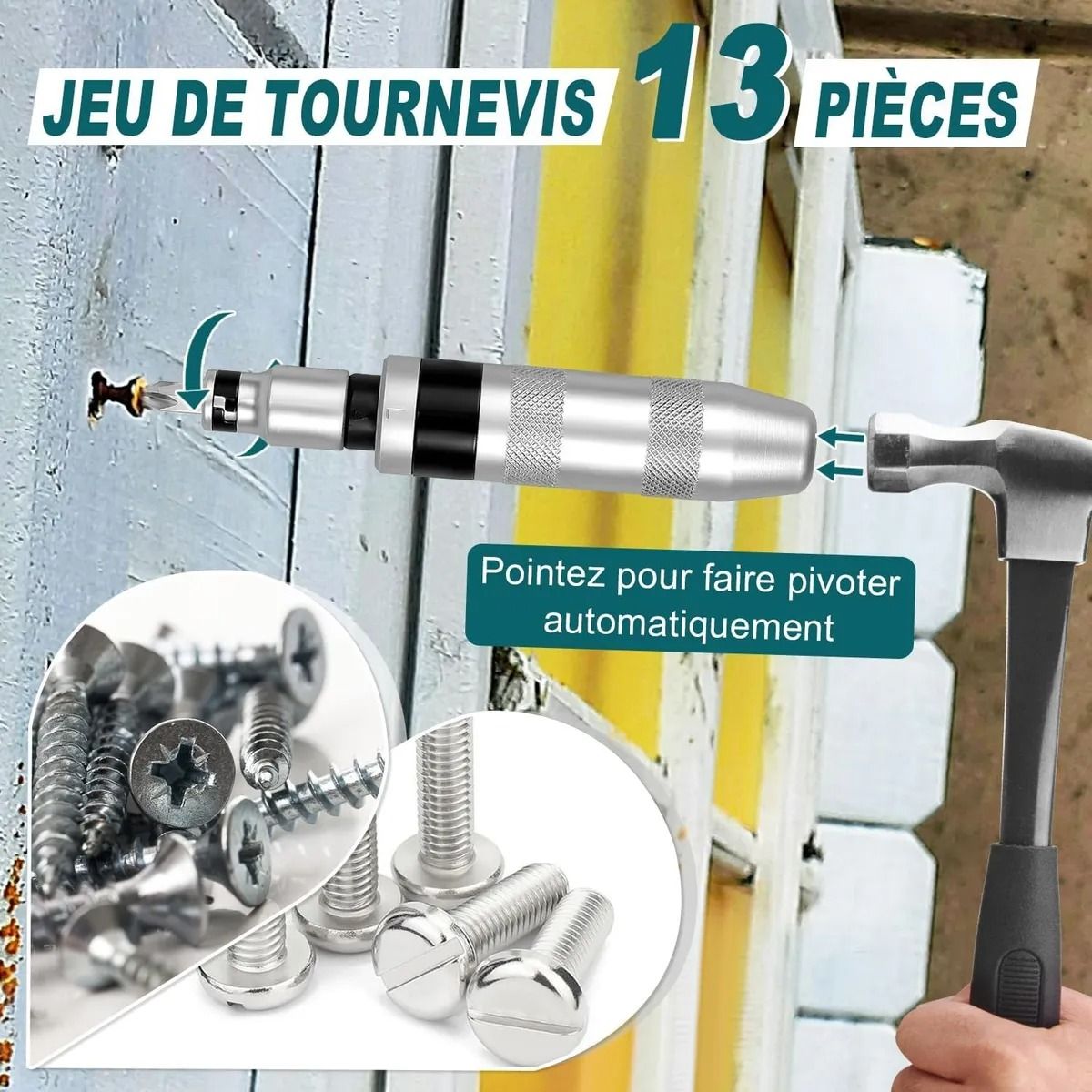 GENERICO - Kit 13 Destornillador De Impacto Golpe Para Slot Hex