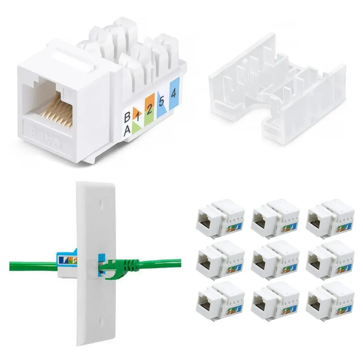 GENERICO - Pack 10 Cat 6 Rj45 Conector Para Cable Red Hembra Utp Cober