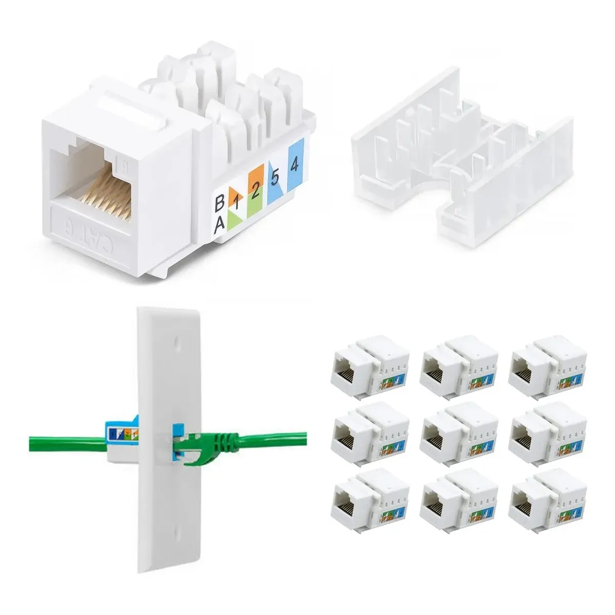 GENERICO - Pack 10 Cat 6 Rj45 Conector Para Cable Red Hembra Utp Cober
