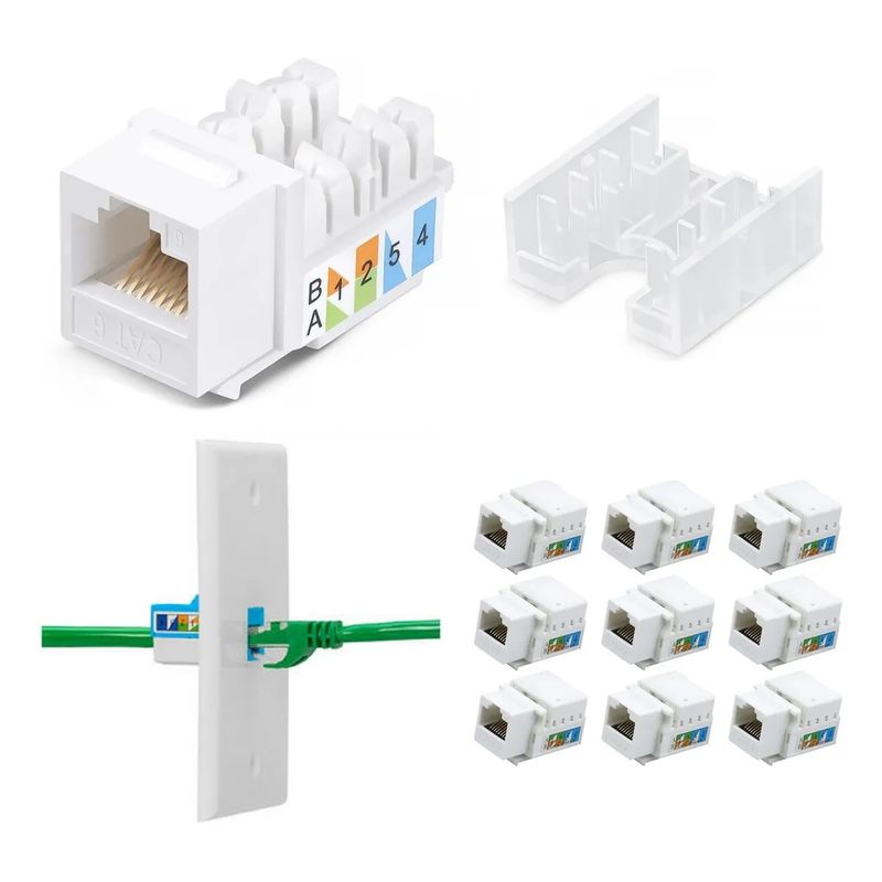 GENERICO - Pack 10 Cat 6 Rj45 Conector Para Cable Red Hembra Utp Cober