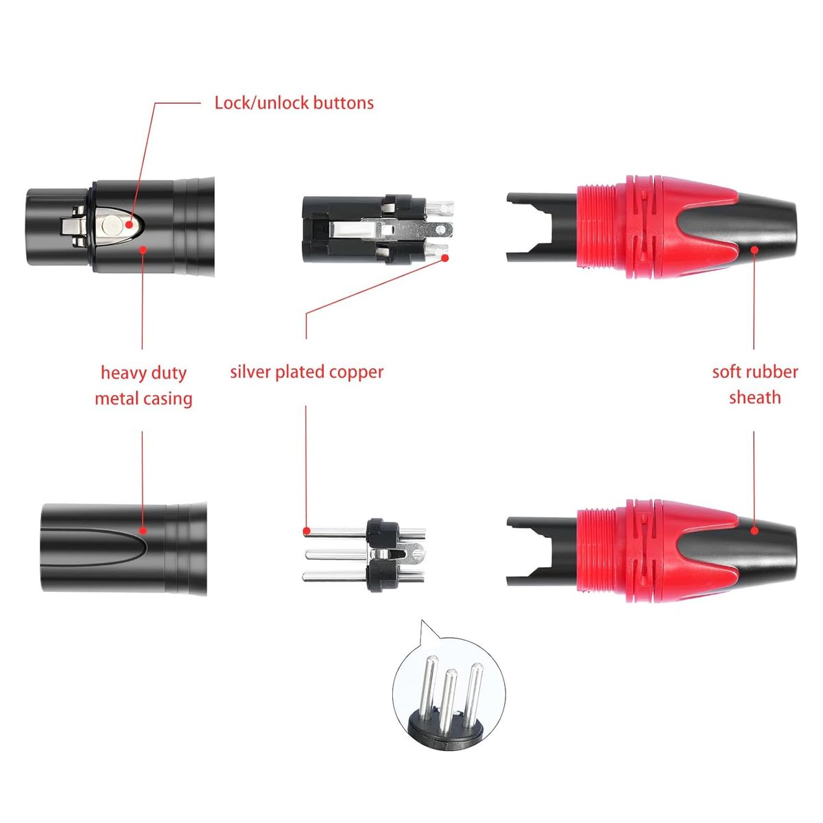 KUANGYE - Conectores Xlr De 5 Pares, Macho Y Hembra, Micrófono