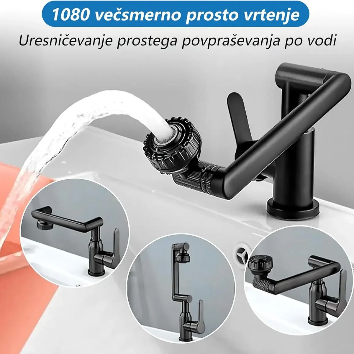 GENERICO - Grifo Monomando Lavamanos Giratorio 1080° Con 2 Modos De Agua