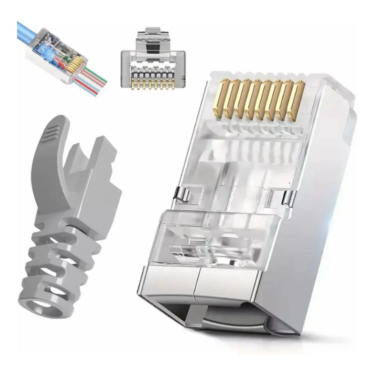 KUANGYE - X50 Conector Cat5e Ez Rj45 Funda Metal Blindado Terminal Red