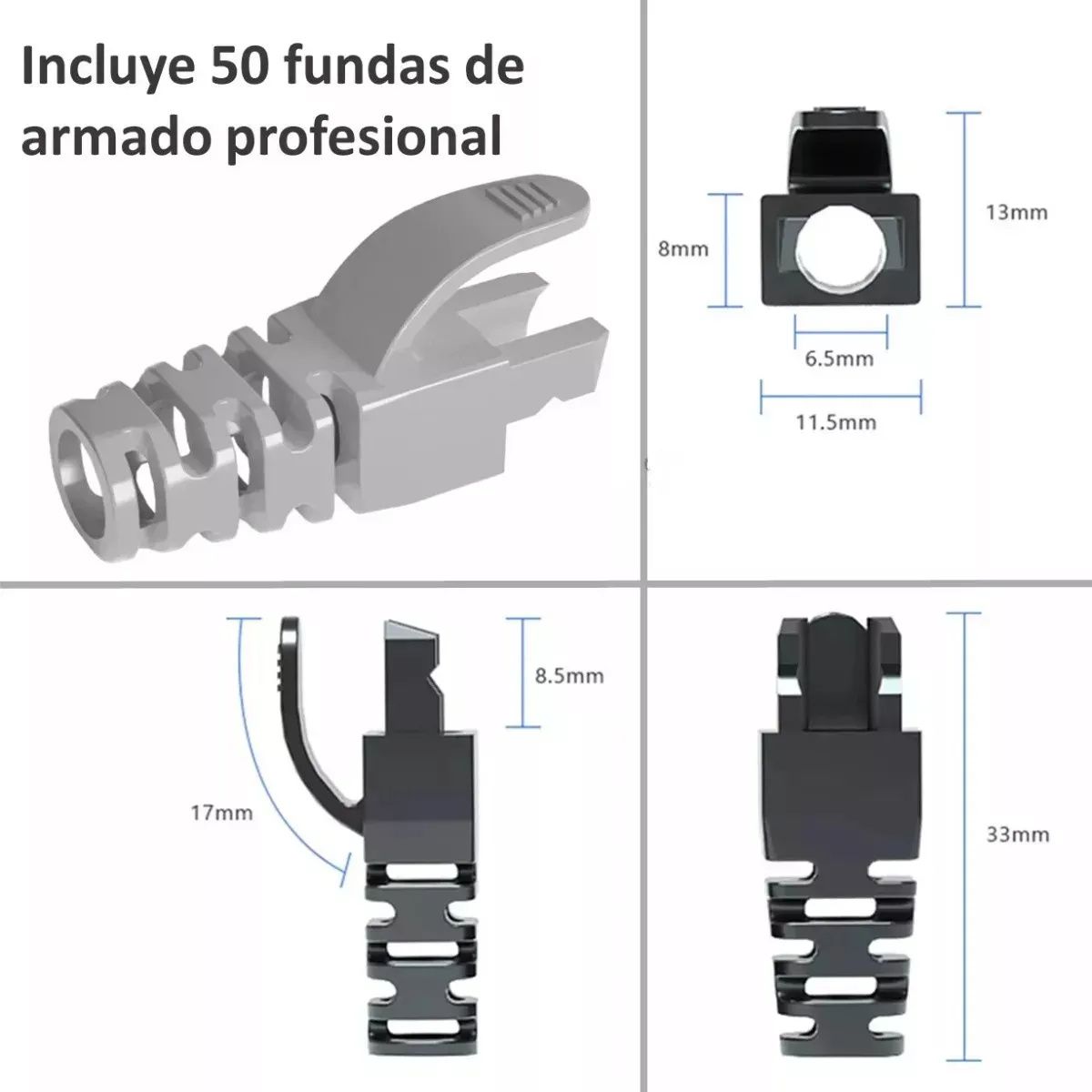 KUANGYE - X50 Conector Cat5e Ez Rj45 Funda Metal Blindado Terminal Red