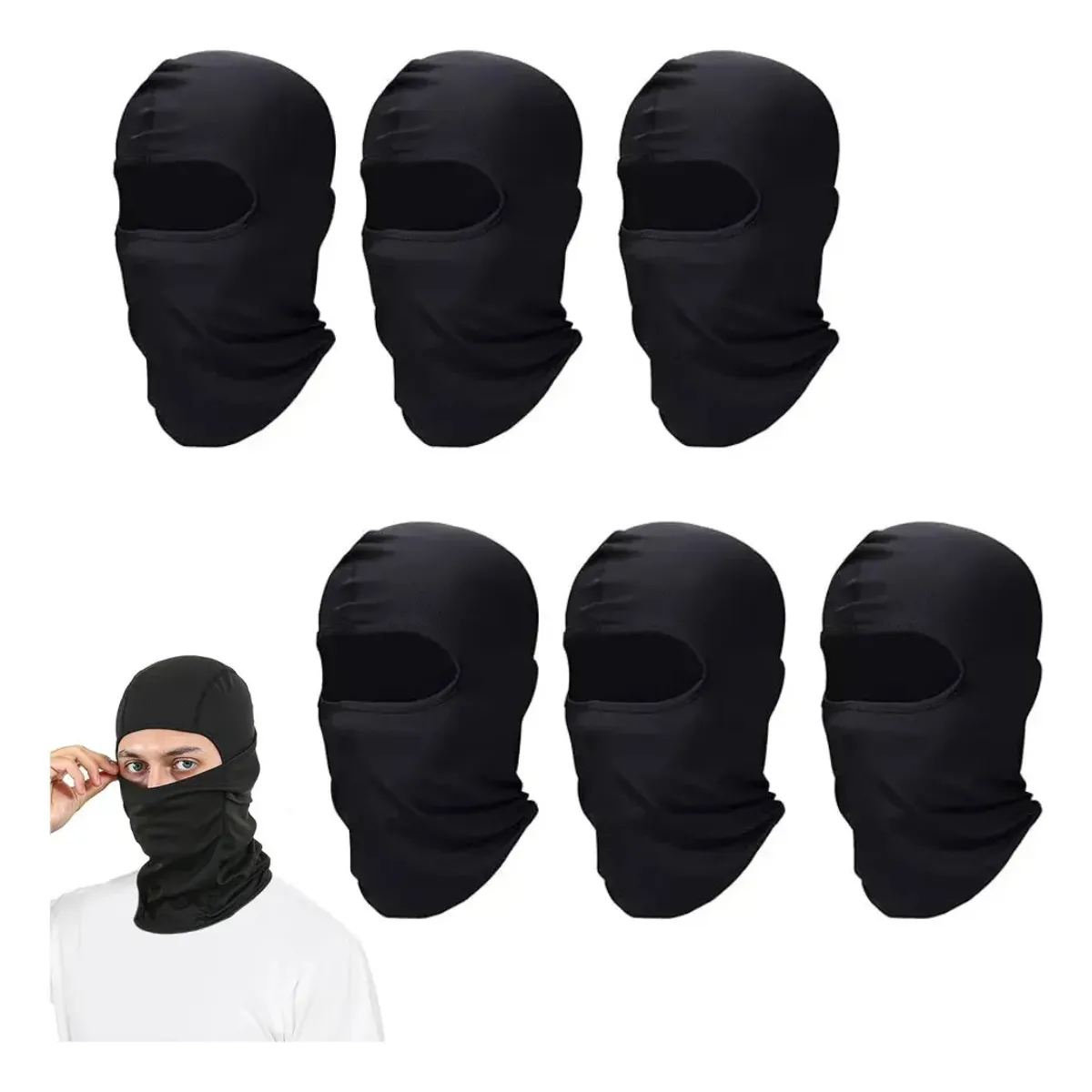 KUANGYE - Pack 6 Balaclava Pasamontaña Polliester Deporte Moto Bici