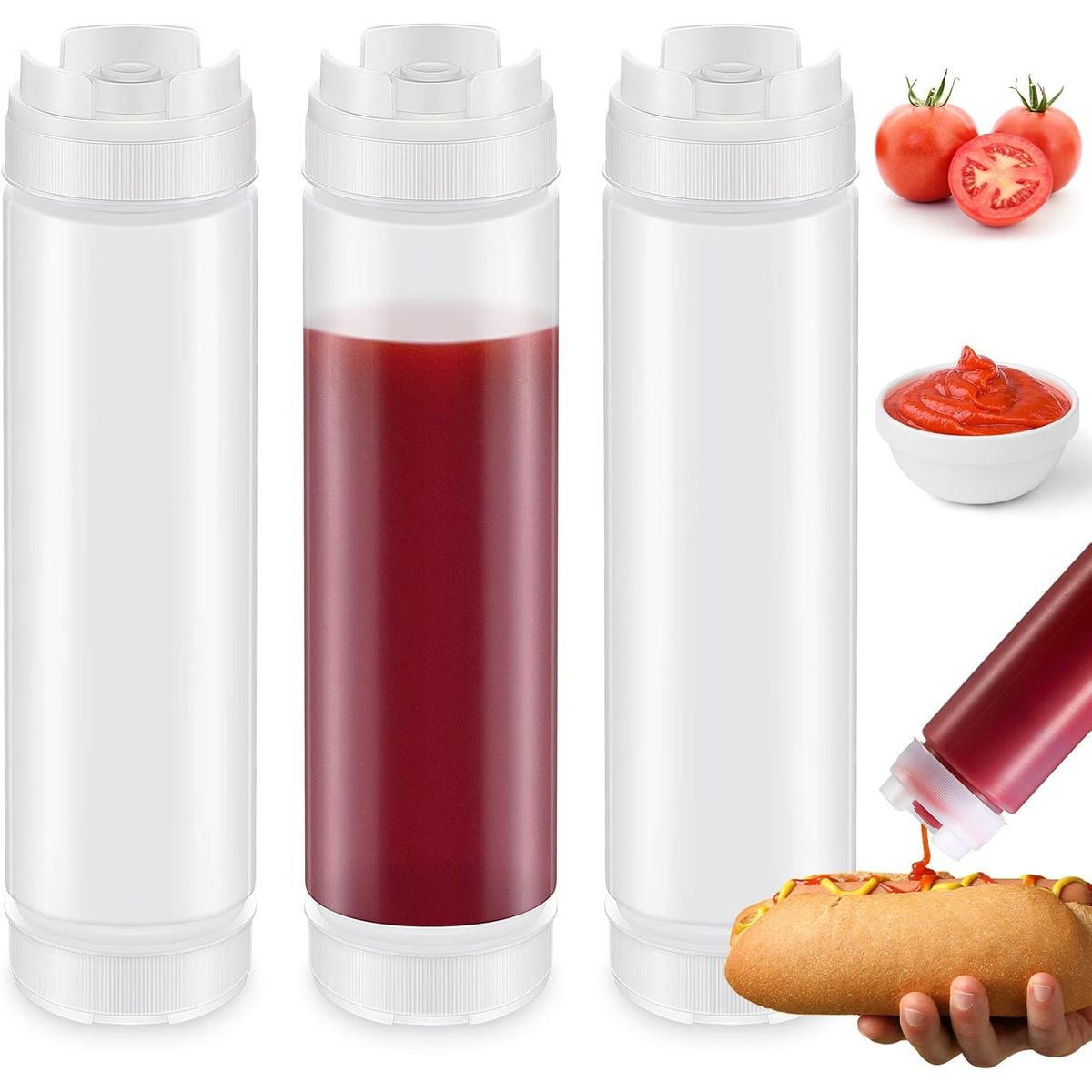 KUANGYE - Pack 3 Dispensadores Salsa Fifo Salsero Plastico 470ml