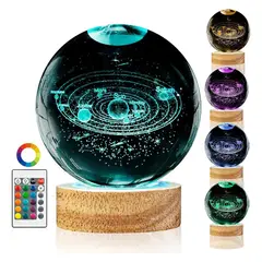KUANGYE - Luz De Noche 3d 16 Colores Bola De Cristal Regalo Adornos