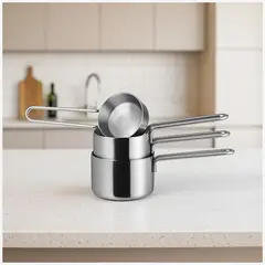 CUINER - Set 4 Tazas Medidoras Acero Inoxidable Plateado