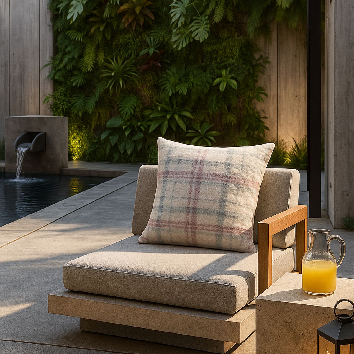 ARMONIA - Funda cojín 45x45 cuadrille chenille estilo elegante sofá cama 741